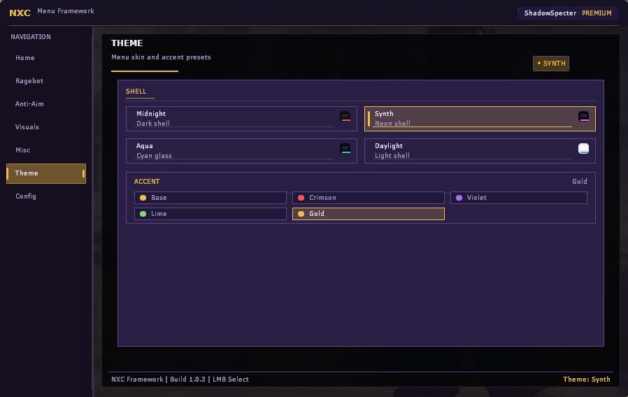 NXC Theme menu preview